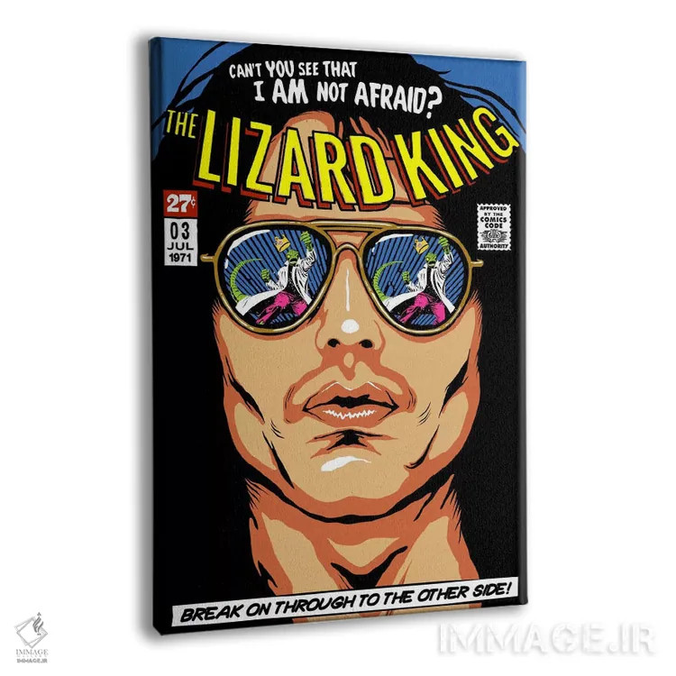 تابلو پادشاه مارمولکها (لقب جیم موریسون) اثر بوچر بیلی (هنرمند برزیلی پوپآرت) - نمای پرسپکتیو محصول