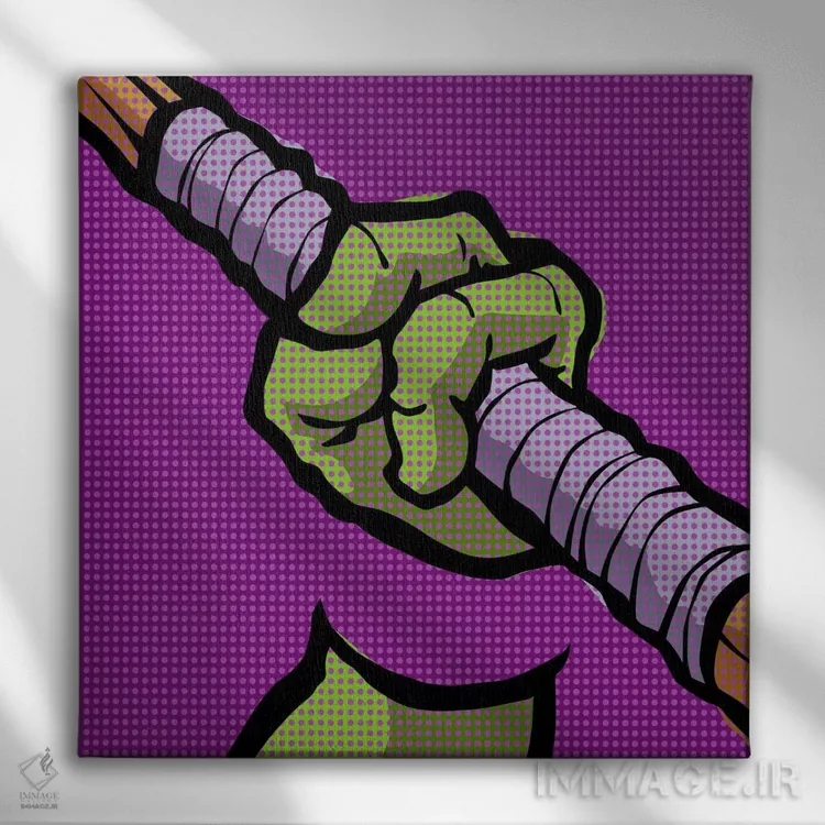 تابلو لاکپشتهای هنرهای رزمی پاپ روی اثر بوچر بیلی (هنرمند برزیلی پوپآرت) - نمای روبهرو روی دیوار