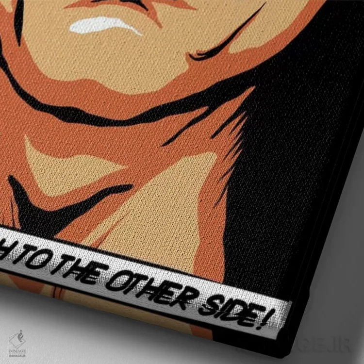 تابلو پادشاه مارمولکها (لقب جیم موریسون) اثر بوچر بیلی (هنرمند برزیلی پوپآرت) - نمای نزدیک بافت بوم