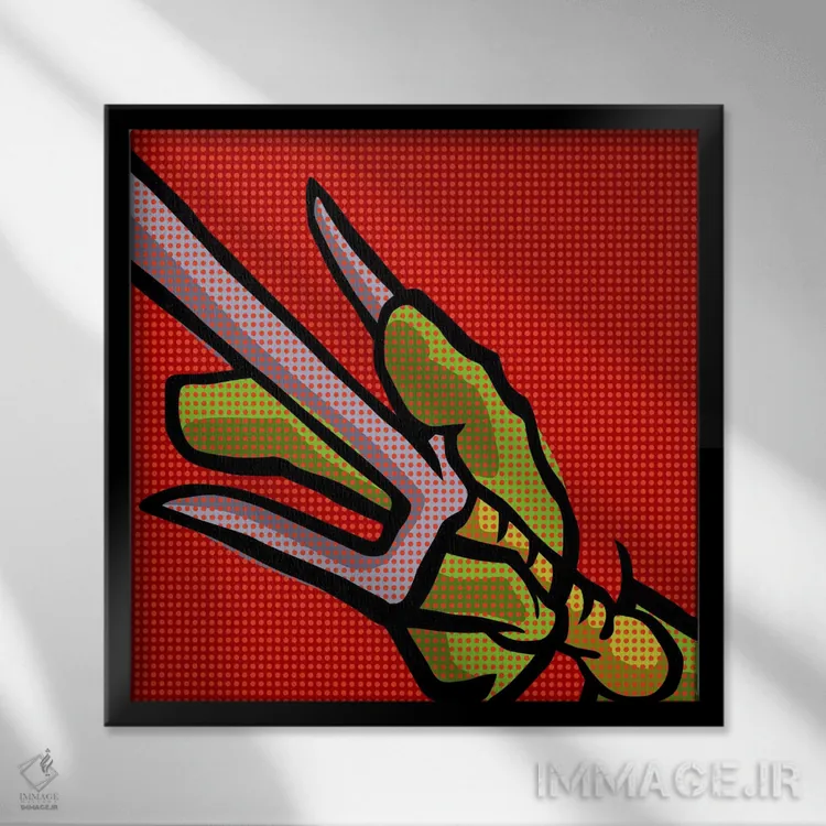 تابلو لاکپشتهای هنرهای رزمی پاپ روی اثر بوچر بیلی (هنرمند برزیلی پوپآرت) - نمای قابدار مشکی