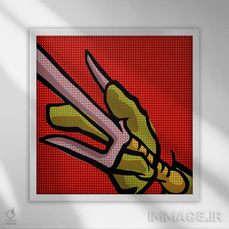 تابلو لاکپشتهای هنرهای رزمی پاپ روی اثر بوچر بیلی (هنرمند برزیلی پوپآرت) - نمای قابدار سفید