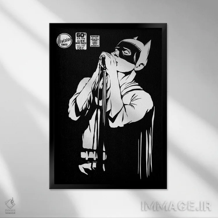 تابلو شدوپلی پست-پانک نسخه سیاه و سفید اثر بوچر بیلی (هنرمند برزیلی پوپآرت) - نمای قابدار مشکی