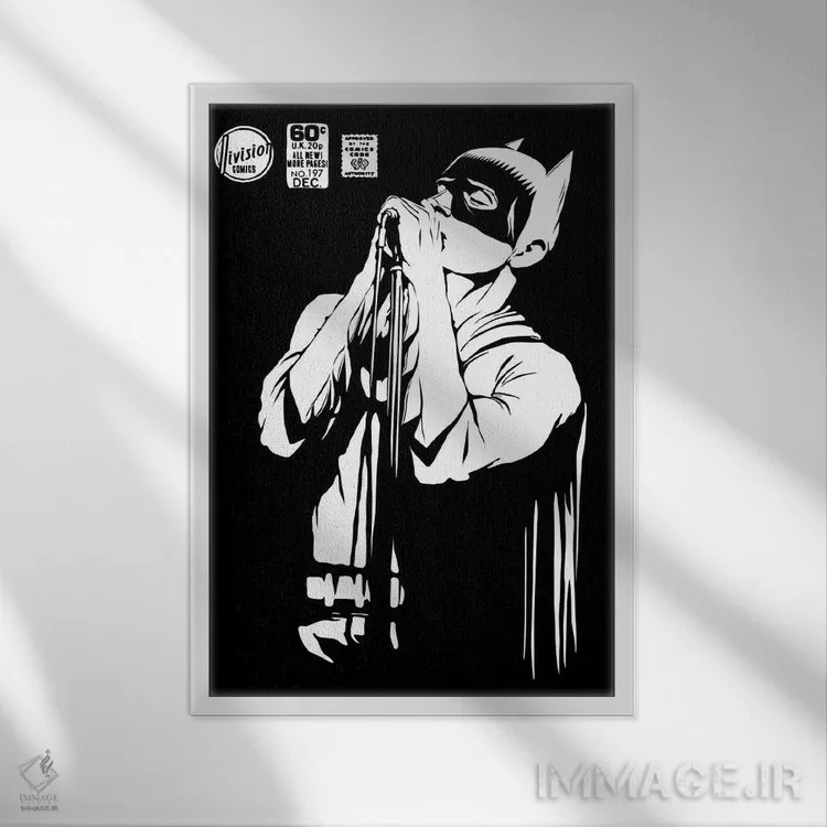 تابلو شدوپلی پست-پانک نسخه سیاه و سفید اثر بوچر بیلی (هنرمند برزیلی پوپآرت) - نمای قابدار سفید