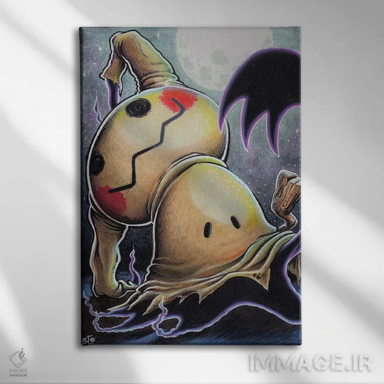 تابلو میمیکیو (شخصیت پوکمون) اثر برندن کالن-بنسن - نمای روبهرو روی دیوار