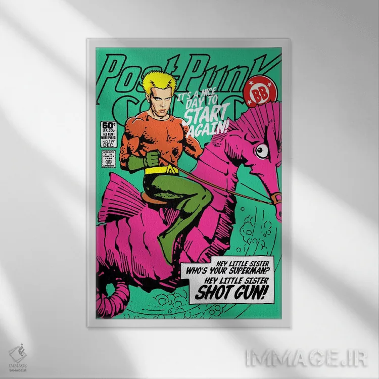 تابلو آکوا پست-پانک (ژانر موسیقی) اثر بوچر بیلی (هنرمند برزیلی پوپآرت) - نمای قابدار سفید