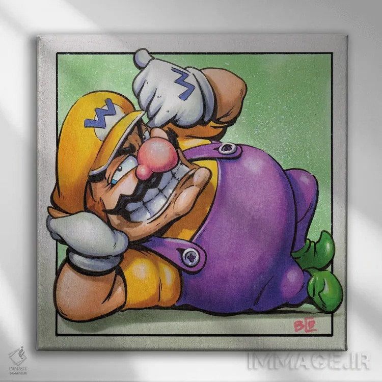 تابلو واریو (شخصیت بازی) اثر برندن کالن-بنسن - نمای روبهرو روی دیوار