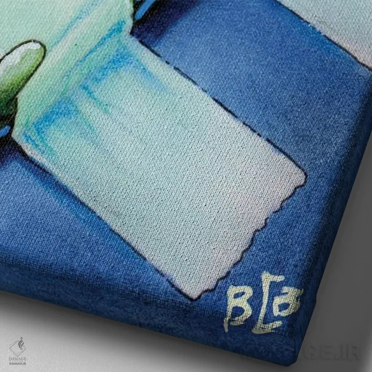 تابلو پلانکتون (شخصیت کارتونی) اثر برندن کالن-بنسن - نمای نزدیک بافت بوم