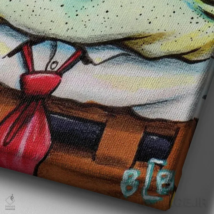 تابلو اسپانجباب زوم شده (جزییات کارتونی) اثر برندن کالن-بنسن - نمای نزدیک بافت بوم