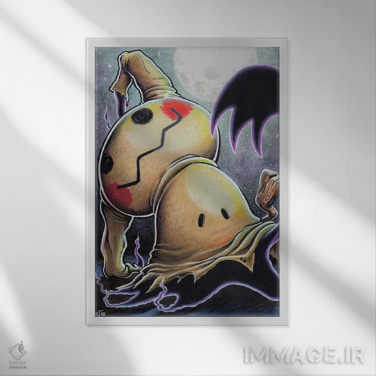 تابلو میمیکیو (شخصیت پوکمون) اثر برندن کالن-بنسن - نمای قابدار سفید