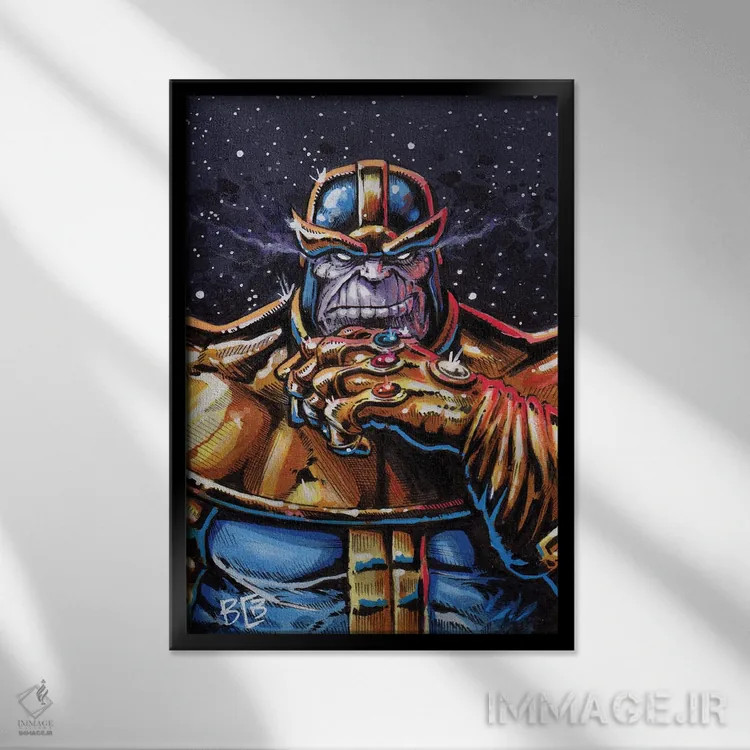 تابلو تانوس (شخصیت مارول) اثر برندن کالن-بنسن - نمای قابدار مشکی