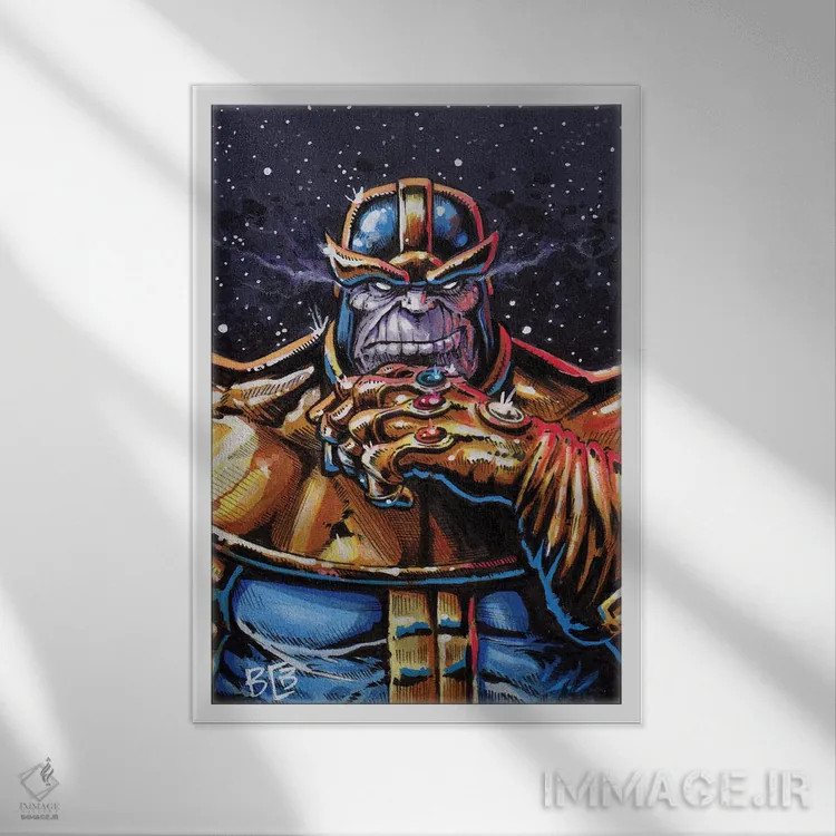 تابلو تانوس (شخصیت مارول) اثر برندن کالن-بنسن - نمای قابدار سفید