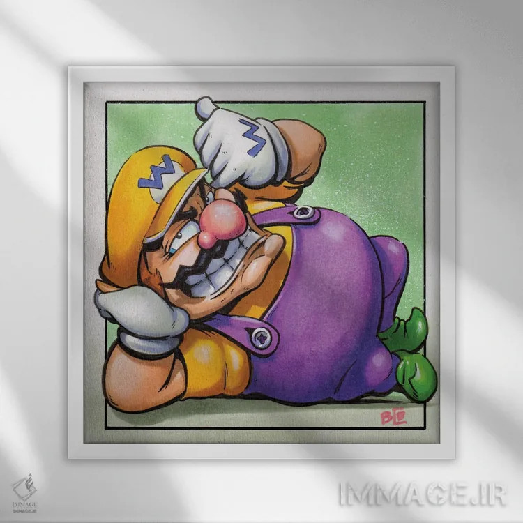 تابلو واریو (شخصیت بازی) اثر برندن کالن-بنسن - نمای قابدار سفید