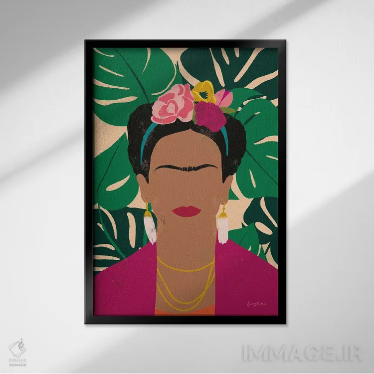 تابلو فریدا کالو I با نخلها اثر بکی تورنز - نمای قابدار مشکی