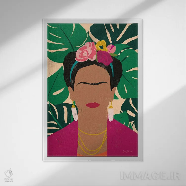 تابلو فریدا کالو I با نخلها اثر بکی تورنز - نمای قابدار سفید