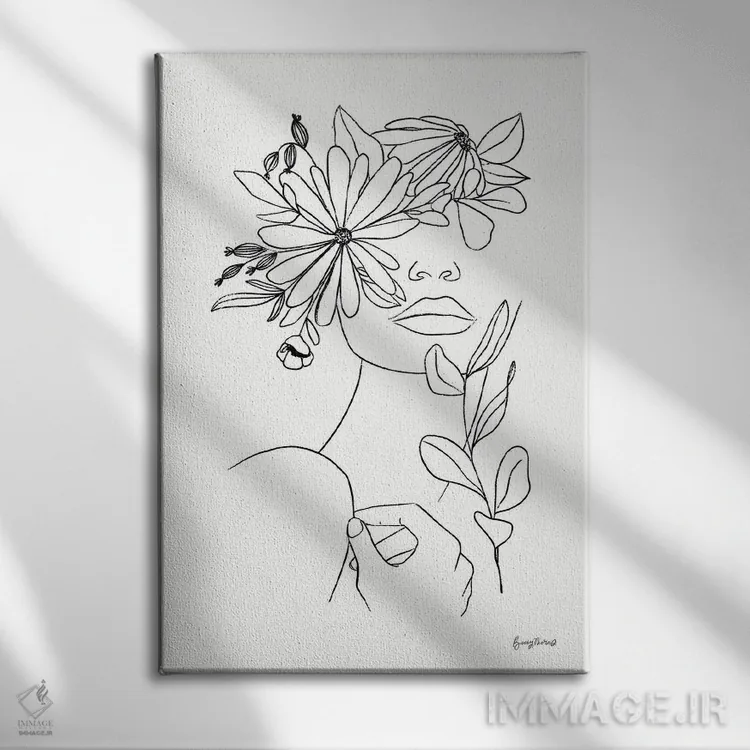 تابلو ریشهدار I (سیاه و سفید) اثر بکی تورنز - نمای روبهرو روی دیوار