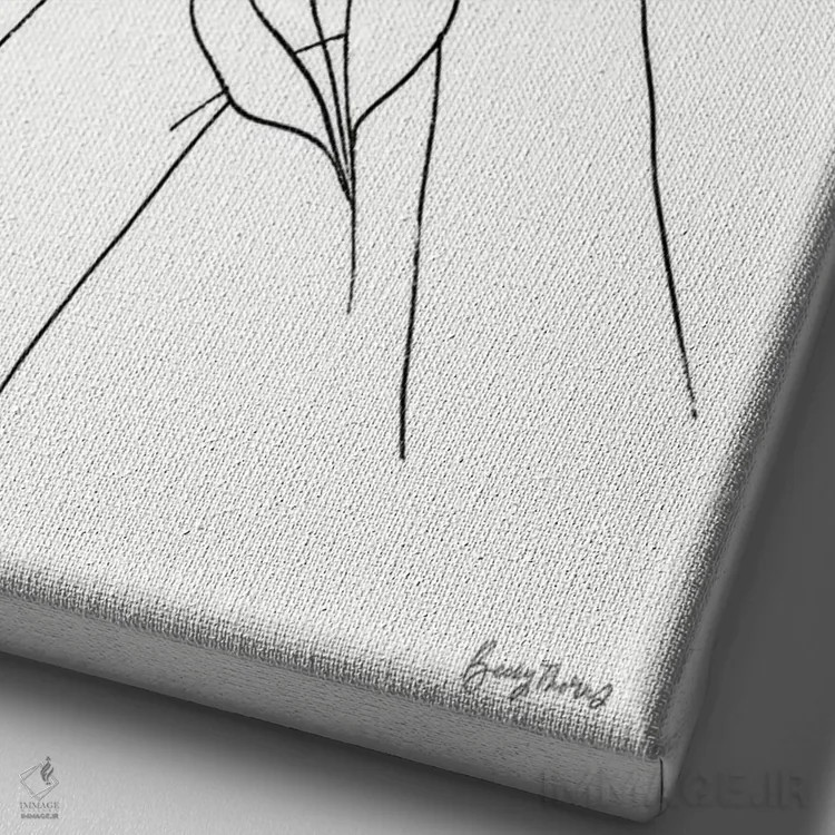 تابلو ریشهدار II (سیاه و سفید) اثر بکی تورنز - نمای نزدیک بافت بوم