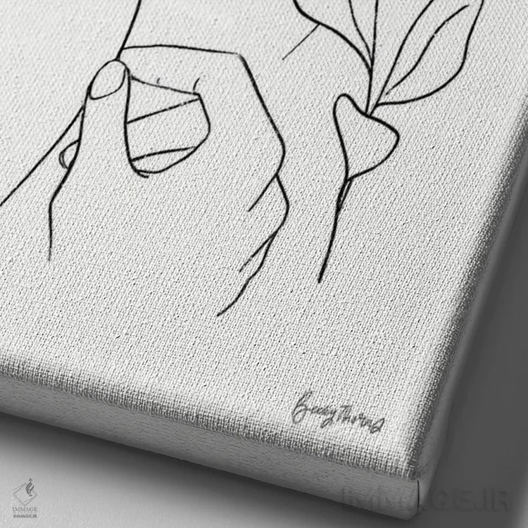 تابلو ریشهدار I (سیاه و سفید) اثر بکی تورنز - نمای نزدیک بافت بوم