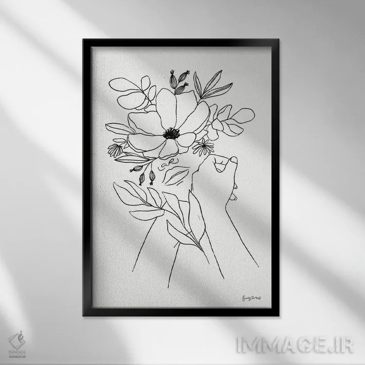 تابلو ریشهدار II (سیاه و سفید) اثر بکی تورنز - نمای قابدار مشکی