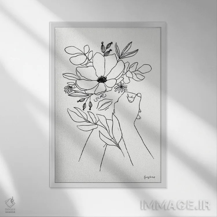 تابلو ریشهدار II (سیاه و سفید) اثر بکی تورنز - نمای قابدار سفید