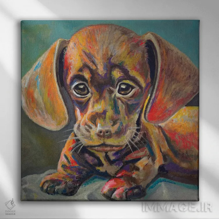 تابلو صورت تولهسگ اثر اندی بوچمپ - نمای روبهرو روی دیوار