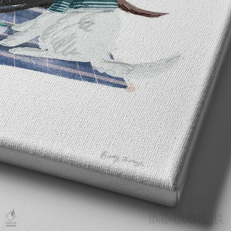 تابلو سگهای خانگی پیکنیکی I اثر بکی تورنز - نمای نزدیک بافت بوم