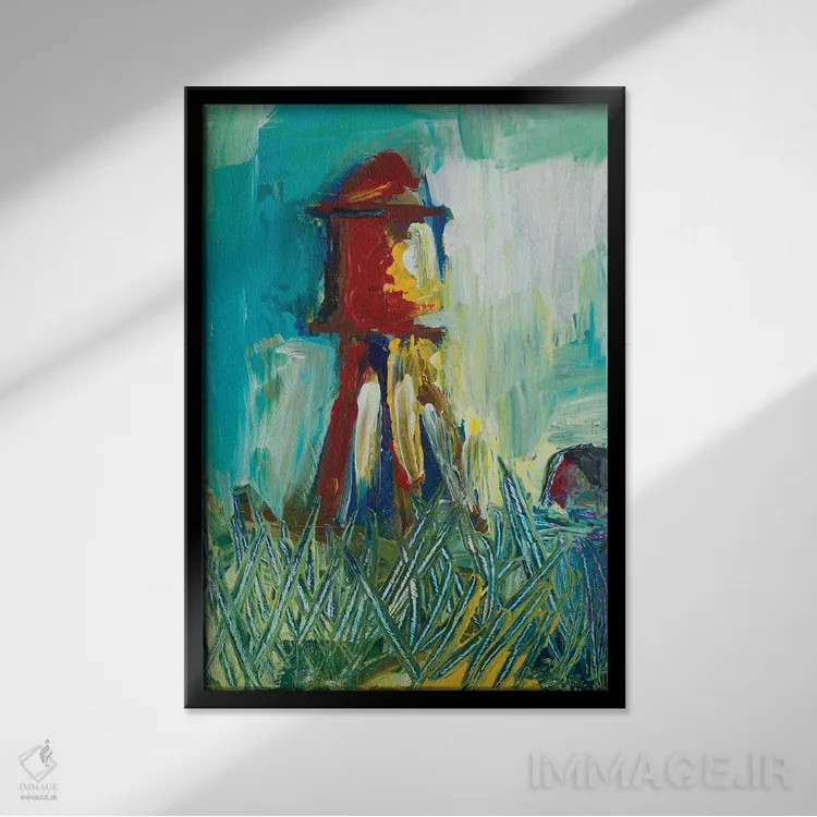 تابلو برج آب نقاشیشده اثر اندی بوچمپ - نمای قابدار مشکی