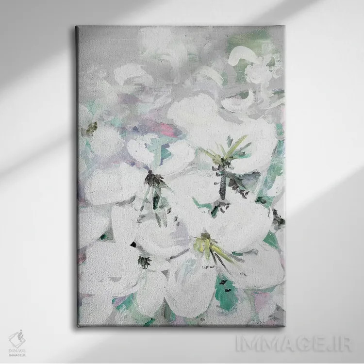 تابلو ارکیدههای سفید اثر اندی بوچمپ - نمای روبهرو روی دیوار