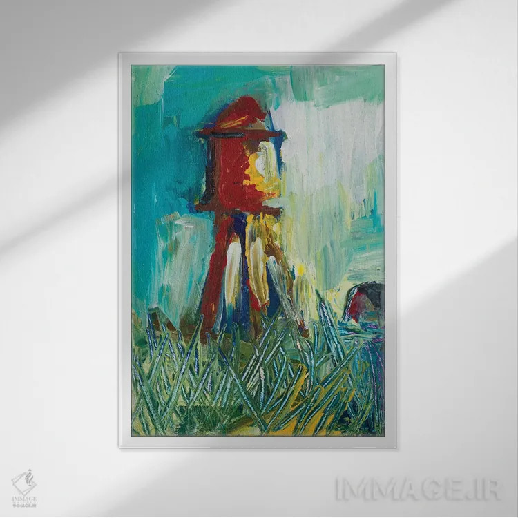 تابلو برج آب نقاشیشده اثر اندی بوچمپ - نمای قابدار سفید