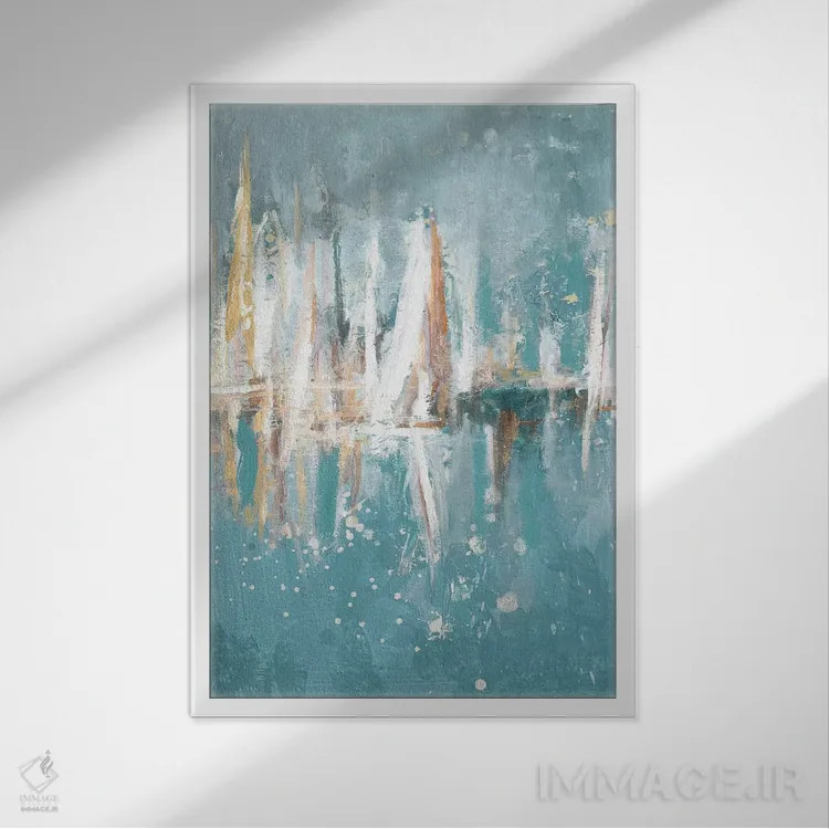 تابلو قایقهایی که آرام محو میشوند اثر اندی بوچمپ - نمای قابدار سفید