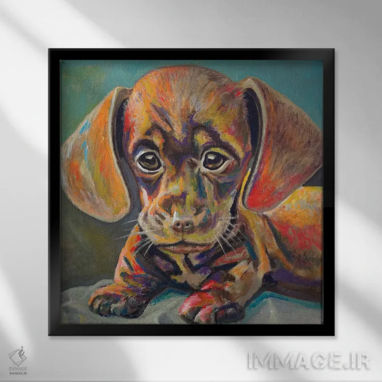 تابلو صورت تولهسگ اثر اندی بوچمپ - نمای قابدار مشکی