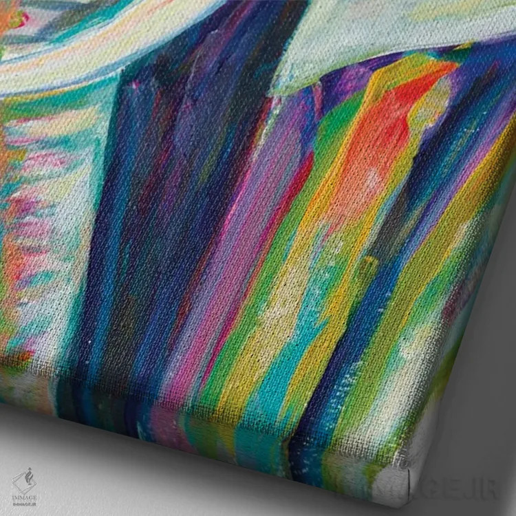 تابلو فیل رنگارنگ اثر اندی بوچمپ - نمای نزدیک بافت بوم