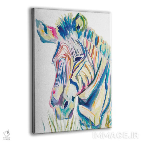 تابلو گورخر رنگارنگ اثر اندی بوچمپ - نمای پرسپکتیو محصول