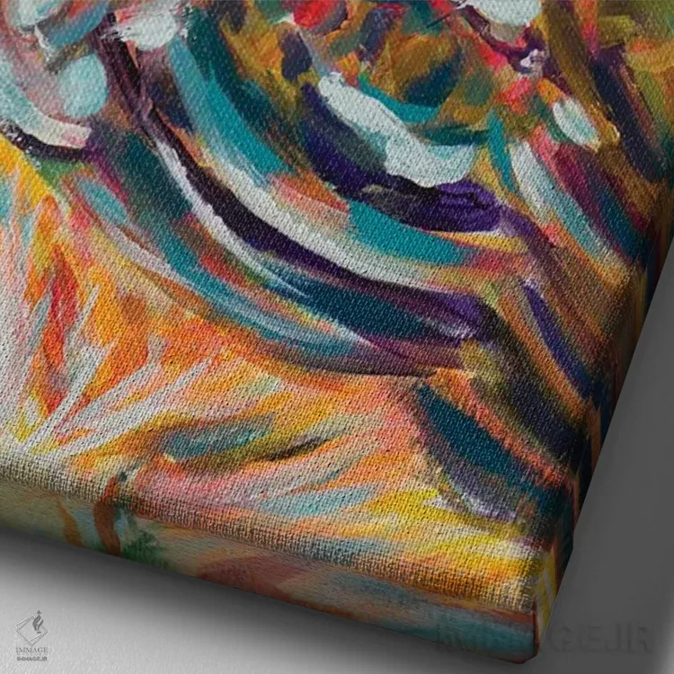 تابلو جغد رنگارنگ اثر اندی بوچمپ - نمای نزدیک بافت بوم