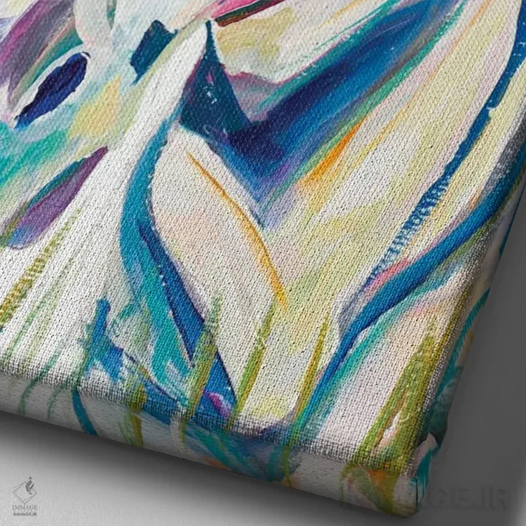 تابلو گورخر رنگارنگ اثر اندی بوچمپ - نمای نزدیک بافت بوم