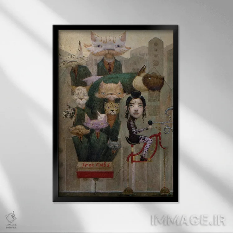 تابلو گربههای آزاد اثر بیل کارمن - نمای قابدار مشکی