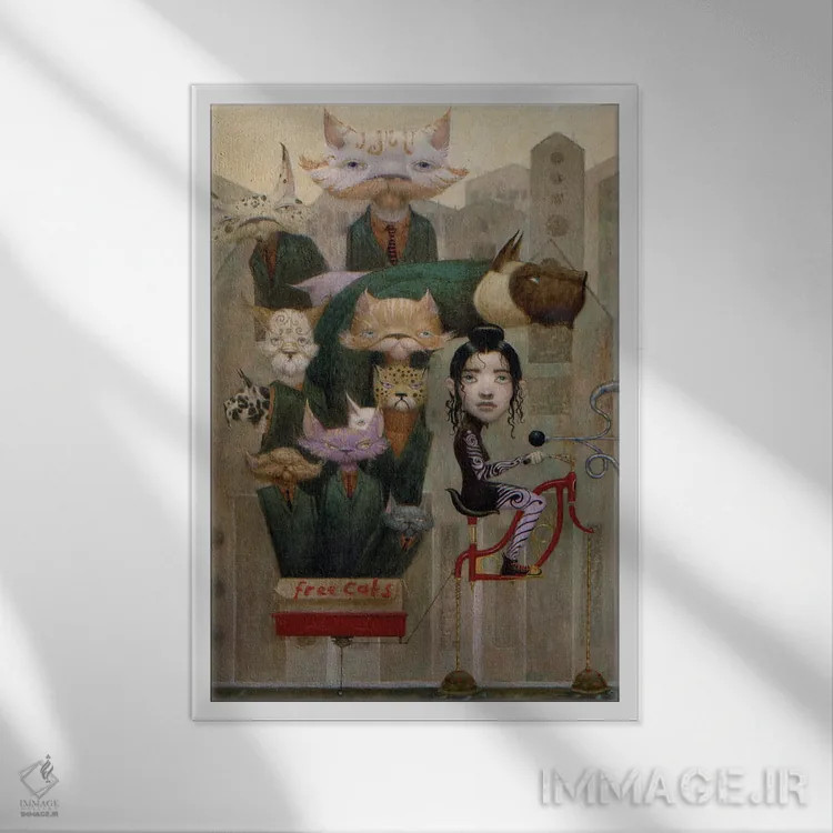 تابلو گربههای آزاد اثر بیل کارمن - نمای قابدار سفید