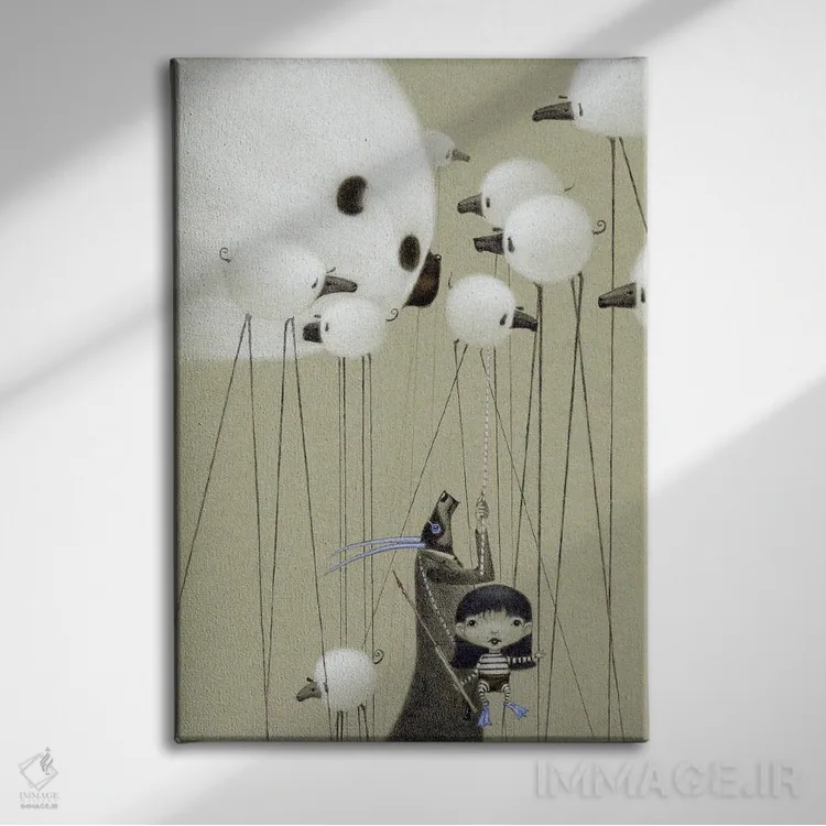 تابلو من از نی استفاده میکنم اثر بیل کارمن - نمای روبهرو روی دیوار