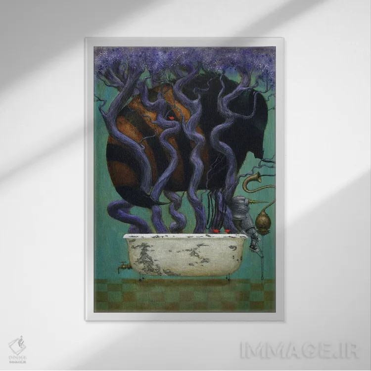 تابلو مکیدن عسل اثر بیل کارمن - نمای قابدار سفید