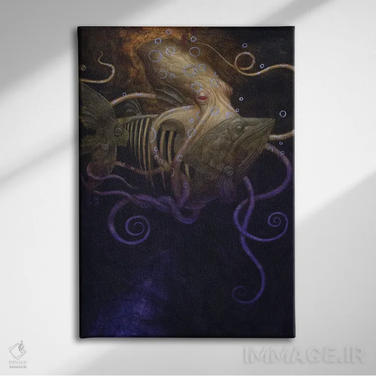 تابلو گم کردن حلقهها اثر بیل کارمن - نمای روبهرو روی دیوار