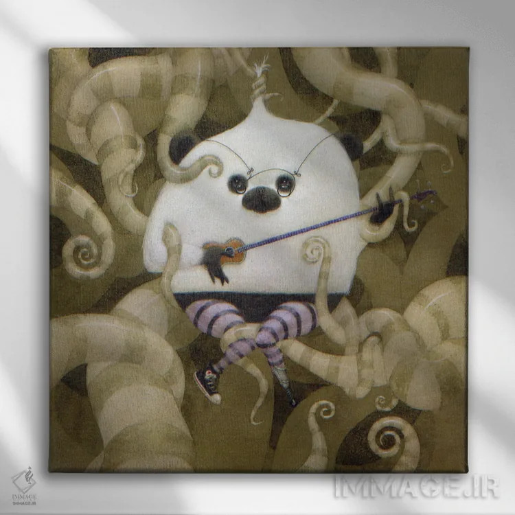 تابلو یوکلله گردندراز (آلت موسیقی) اثر بیل کارمن - نمای روبهرو روی دیوار