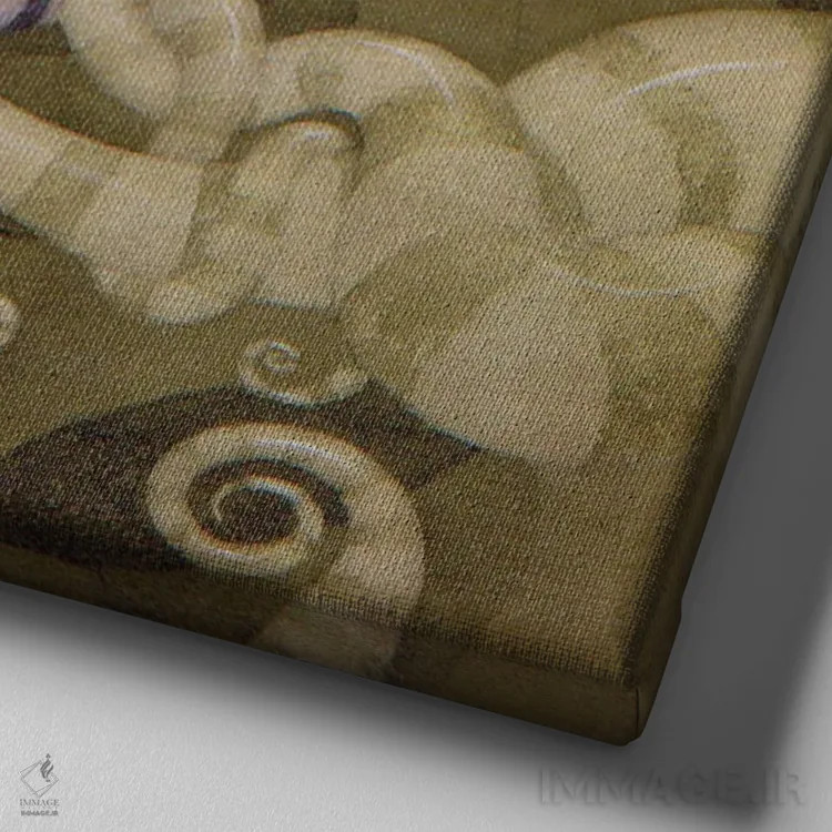 تابلو یوکلله گردندراز (آلت موسیقی) اثر بیل کارمن - نمای نزدیک بافت بوم