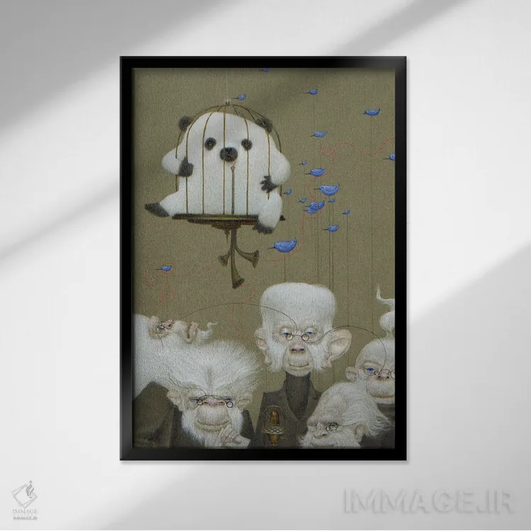 تابلو قضاوت پرنده اثر بیل کارمن - نمای قابدار مشکی