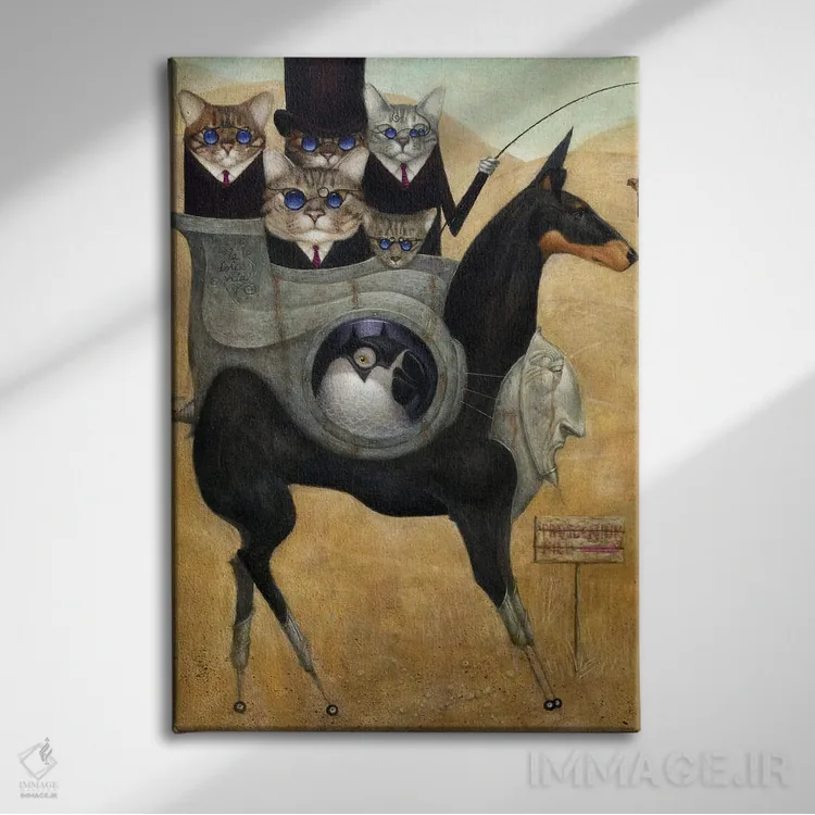 تابلو تپهٔ پروسنیوم (واژه نمایشی) اثر بیل کارمن - نمای روبهرو روی دیوار