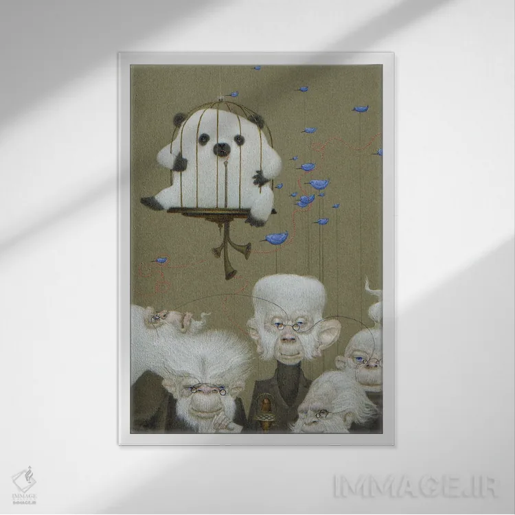 تابلو قضاوت پرنده اثر بیل کارمن - نمای قابدار سفید