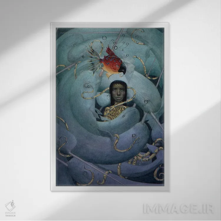 تابلو اختاپوسسنج (واژه ترکیبی تخیلی) اثر بیل کارمن - نمای قابدار سفید