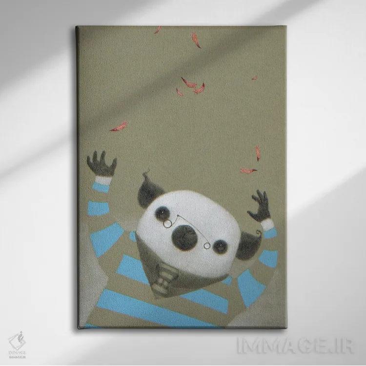 تابلو بازیگر پرندهباز (شخصی که پرندهها را بازی میدهد) اثر بیل کارمن - نمای روبهرو روی دیوار