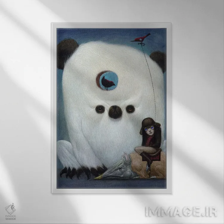 تابلو There's A Bird In My Hole,در پرندهام یک سوراخ است، در سوراخم یک پرنده است اثر بیل کارمن - نمای قابدار سفید