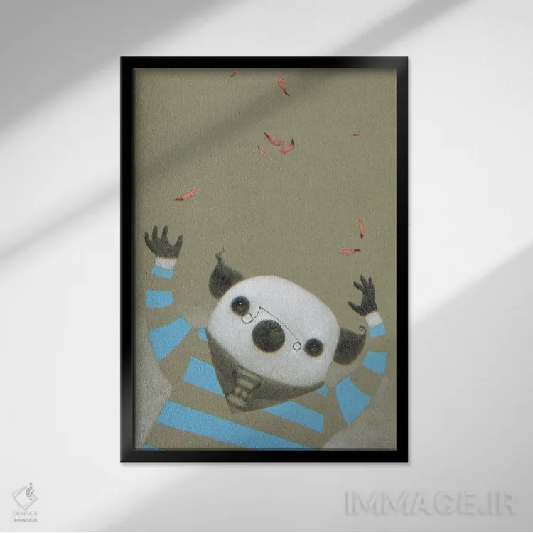 تابلو بازیگر پرندهباز (شخصی که پرندهها را بازی میدهد) اثر بیل کارمن - نمای قابدار مشکی