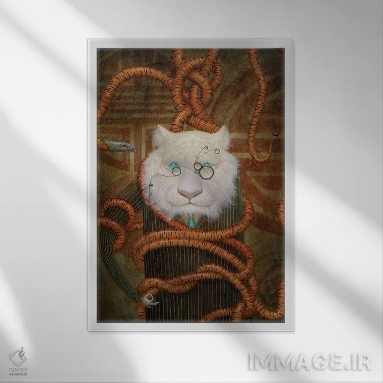 تابلو ببرمار (گونه مار) اثر بیل کارمن - نمای قابدار سفید