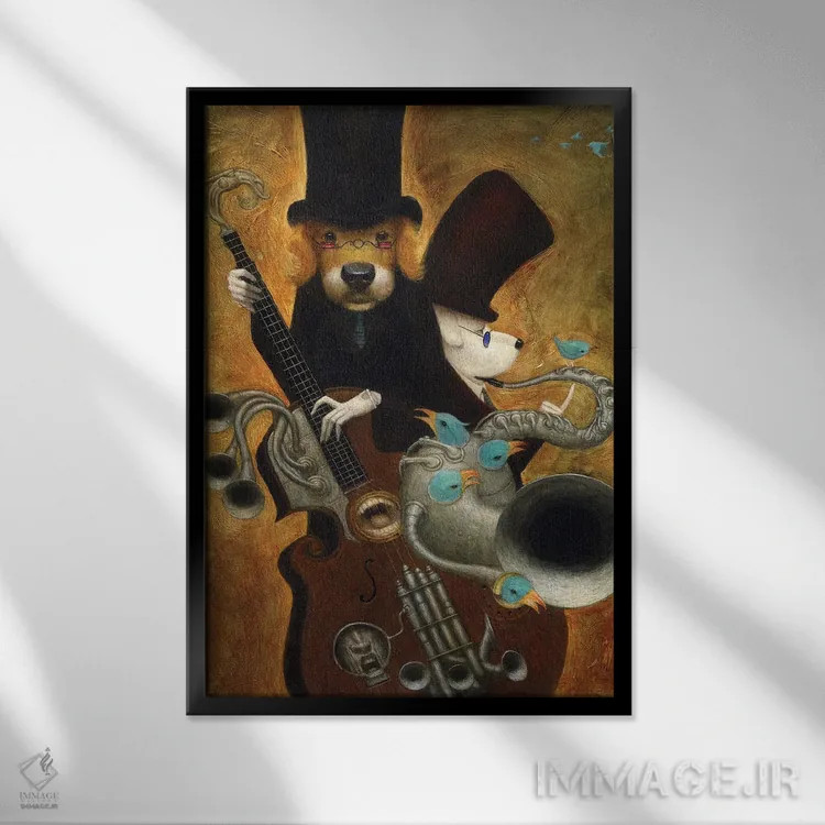 تابلو ضرباهنگ سگها (موسیقی) اثر بیل کارمن - نمای قابدار مشکی